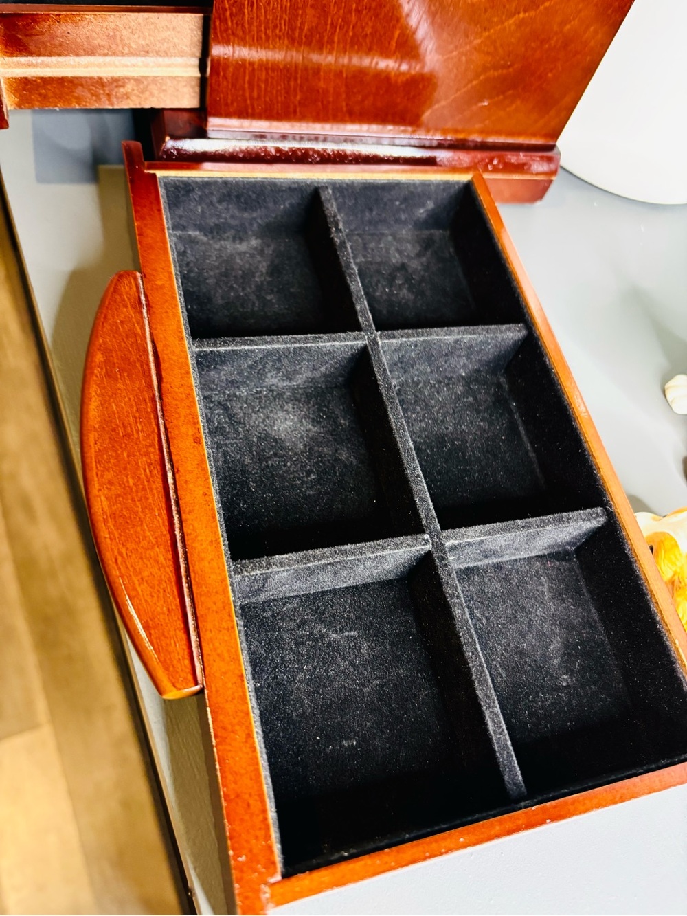 Wooden Jewelry Box with Two Drawers - Red Brown - Picture 5 of 12